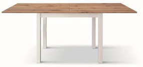 Tavolo POSITANO in legno effetto rovere e gambe bianche, allungabile a libro 90&#215;90 cm &#8211; 180&#215;90 cm