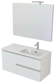 Mobile bagno sospeso 100 cm Master bianco con lavabo e specchio