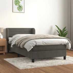 Giroletto A Molle Con Materasso Grigio Scuro 100x200 Cm Velluto /
