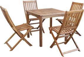 AARON - set tavolo in legno massiccio di acacia cm 80 x 80 x 74 h con 4 sedie Dresda