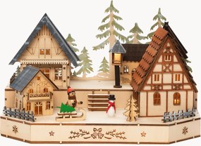 Decorazione natalizia a LED in legno di lime Village with Snowman