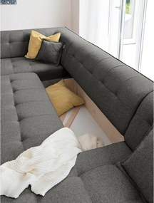 Divano letto a U grigio scuro, angolo sinistro Dazzling Daisy - Miuform