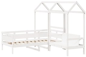 Set dormeuse e panca con tetto bianco 90x200cm massello pino