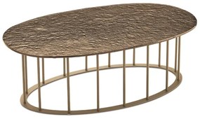 Tavolino D90 cm con base in metallo Beige e piano in vetro martellato Ambra MUTE