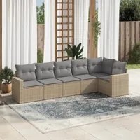 Set Divano da Giardino 6 pz con Cuscini Beige in Polyrattan 3218979