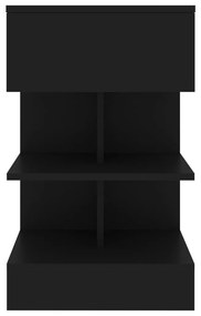 Comodino nero 40x35x65 cm in legno multistrato