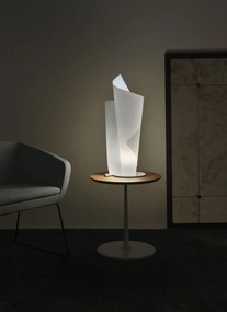 Lampada Da Tavolo Moderna A 1 Luce Vela In Polilux Bianco H70 Made In Italy