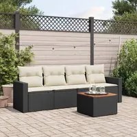 Set Divani da Giardino 5 pz con Cuscini in Polyrattan Nero 3256329