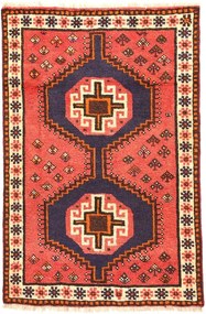 Shiraz Tappeto 150 x 100 Rosso (Iran) Annodato A Mano