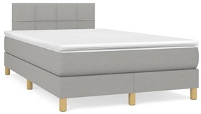 Letto a molle materasso e led grigio chiaro 120x190 cm tessuto