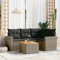 Set Divano da Giardino 5 pz con Cuscini Grigio in Polyrattancod mxl 87929