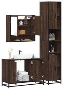 Set Mobili Da Bagno 3 Pz Rovere Marrone İn Legno Multistrato /