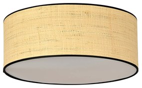 Plafoniera Nordica 3 Luci Drago In Acciaio Nero E Rattan