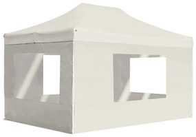 Gazebo Professionale Pieghevole Pareti Alluminio 4,5x3m Crema /