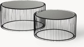 Set 2 tavolini da salotto con piano in vetro Wire