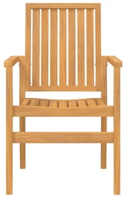Sedie da giardino impilabili 2 pz 56,5x57,5x91 cm massello teak