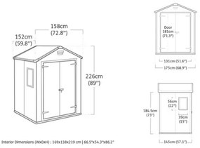 Casetta Da Giardino In Resina 185x152x226H Cm Manor 6x5 Grigio Keter Con Finestra