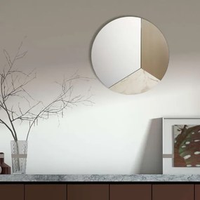 Specchio rotondo moderno 80 cm effetto marmo avorio e vetro bronzo - OSCAR