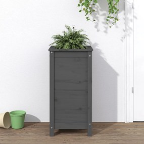 Fioriera Da Giardino Grigia 40x40x78 Cm Legno Massello Di Pino /