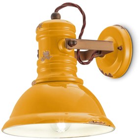 Applique Industrial Ferro E Ceramica Vintage Giallo 1 Luce E27