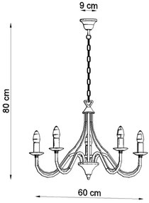 Lampadario a sospensione con catena MINERWA 5 5xE14/40W/230V bianco