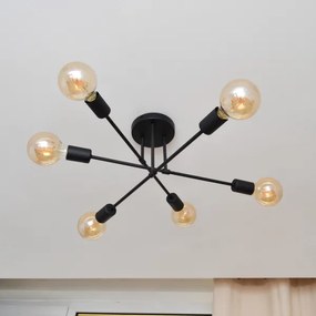 Lampadario a plafone LED CAMBRIDGE 6xE27/8W/230V nero