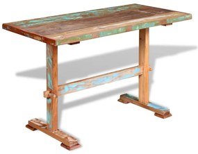 Tavolo pranzo piedistallo legno massello recupero 120x58x78 cm