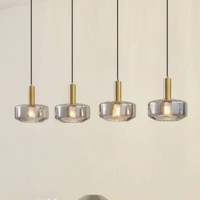 Lampada a sospensione in vetro Hildur Lindby, dimmerabile, Alluminio / Grigio / Zincato, Soggiorno / Sala da pranzo, Vetro, Lampada a sospensione