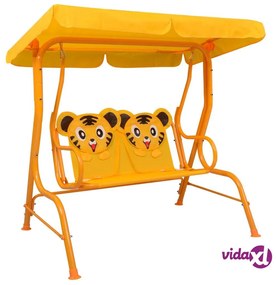 vidaXL Dondolo a Panchina per Bambini Giallo 115x75x110 cm in Tessuto