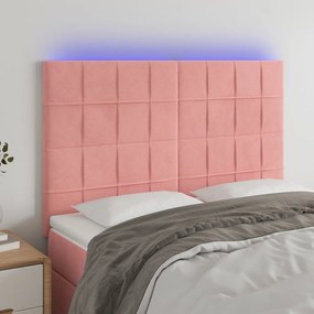 Testiera A Led Rosa 144x5x118/128 Cm İn Velluto /