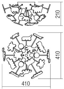 Redo 04-514-Plafoniera per bambini SAFARI 3xE14/3W/230V diametro 41 cm colorato