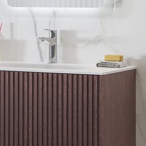 Mobile bagno sospeso 80cm effetto cannettato con lavabo incasso KDS-80L - KAMALU