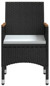Set da pranzo da giardino 5 pz con cuscini nero