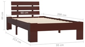 Giroletto Marrone Scuro in Legno Massello di Pino 90x200 cm