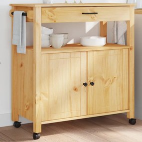 Carrello Da Cucina Monza 84x40x90 Cm İn Legno Massello Di Pino /