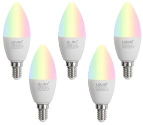 Set di 5 Lampadine LED Smart E14 C37 Opale RGBW 4.9W 470lm 2700-6500K