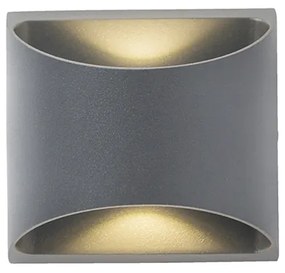 Lampada da parete esterna moderna grigio scuro con LED 2 luci IP54 - Mal