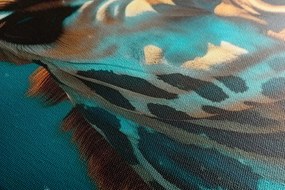 Quadro su tela – Giraffa blu-oro