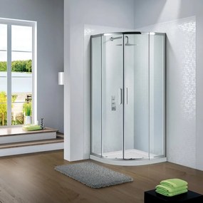 Box doccia con ingresso angolare scorrevole Slimline quadrante L 85 x L 90 x H 195 cm in vetro, sp. 6 mm vetro senza finitura / trasparente cromo