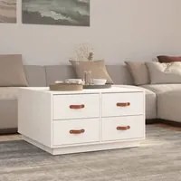 Tavolino da Salotto Bianco 80x80x45 cm Legno Massello di Pino cod 10824