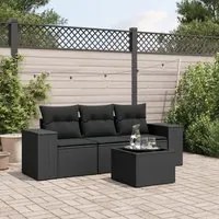 Set Divani da Giardino 4 pz con Cuscini Nero in Polyrattancod mxl 114765