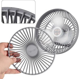 LED Ventilatore da tavolo ricaricabile con illuminazione a LED LED/2W/5V USB 2400 mAh grigio