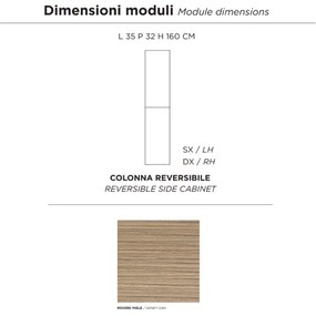 Colonna da bagno reversibile moderna PIAVE ad 2 ante Rovere Miele