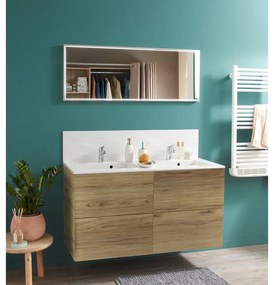 Mobile sottolavabo e lavabo Neo rovere miele L 120 x H 64 x P 48 cm 2 vasche 4 cassetti