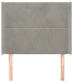 Testiera ad orecchio grigio chiaro 103x16x118/128 cm in velluto