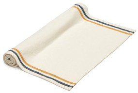 Kave Home - Runner da tavola Vallcanera in cotone e lino e righe senape e blu 50 x 160 cm