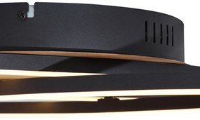 Plafoniera nera con legno di noce con LED dimmerabile a 3 livelli 2-luci - Kane