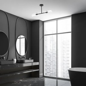 Rabalux 75028 - Lampadario da bagno a sospensione con supporto rigido TEODORO 2xE14/12W/230V IP44 nero