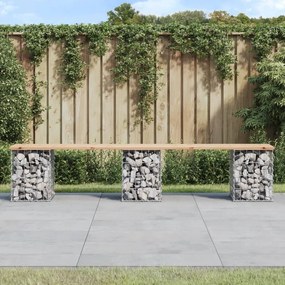 Panca giardino design gabbione 203x31x42 cm legno massello pino