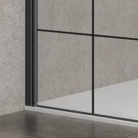 Box doccia angolare 140x70 colore nero. Porta da 70cm fisso da 140cm NICO-3500 - KAMALU